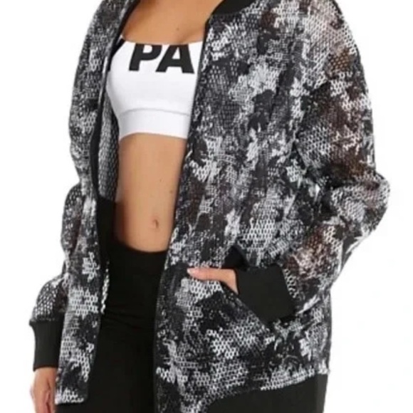 IVY PARK Black and White Mesh Bomber Jacket - Picture 2 of 7